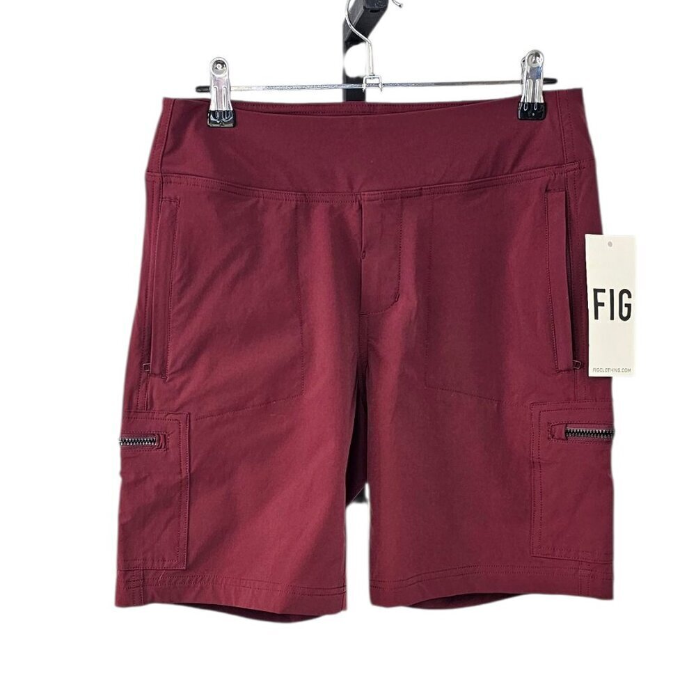 FIG Womens Pull On Athletic Nylon Hiking Shorts, Garnet, Outdoor, Size Small